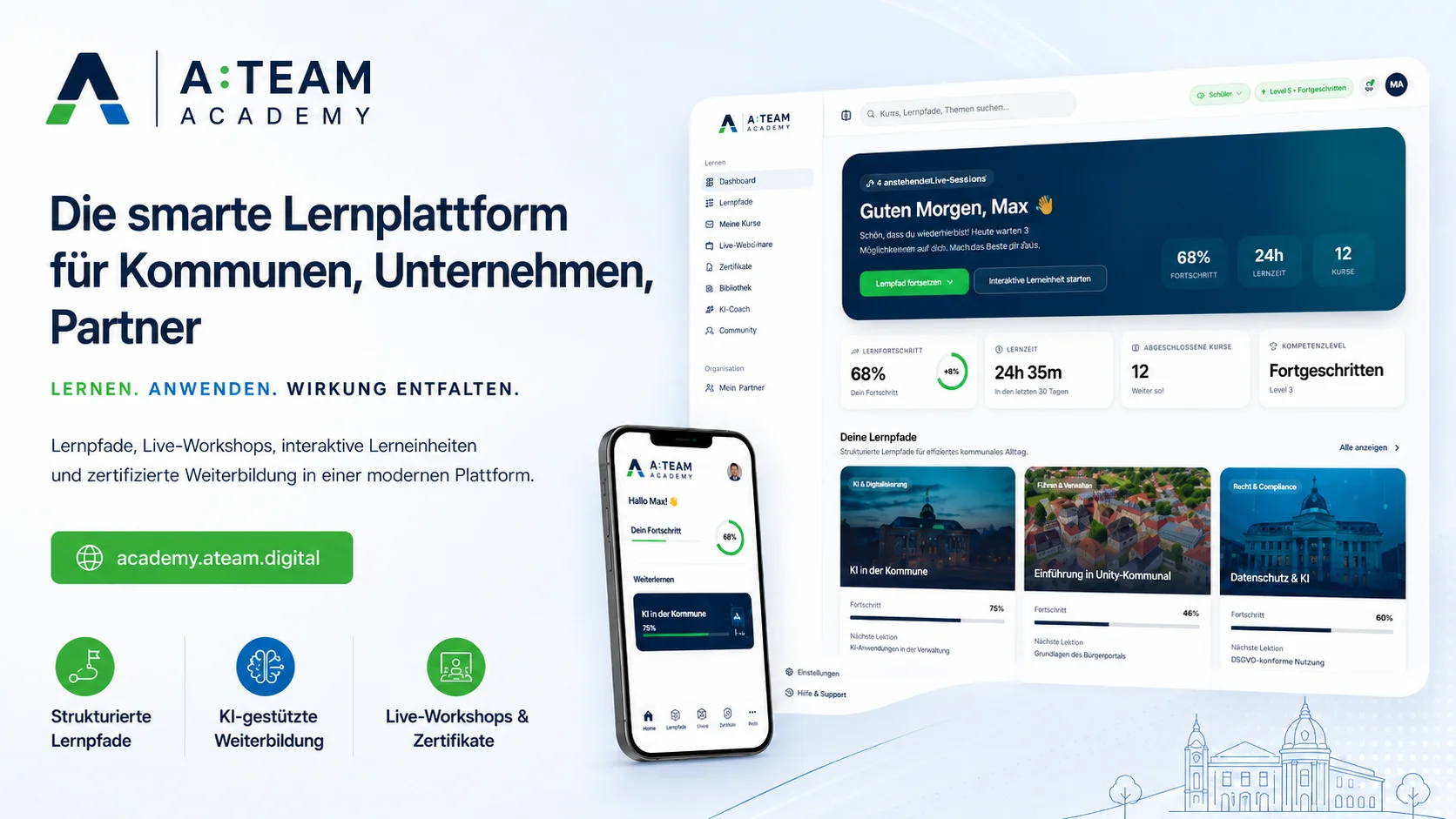 A:Team Academy — smarte Lernplattform für Kommunen, Unternehmen und Partner